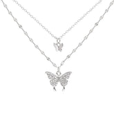 New Shiny Butterfly Necklace Ladies Exquisite Double Layer Clavicle Chain Necklace Jewelry for Ladies Gift - MyEmpired