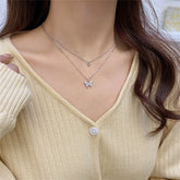 New Shiny Butterfly Necklace Ladies Exquisite Double Layer Clavicle Chain Necklace Jewelry for Ladies Gift - MyEmpired