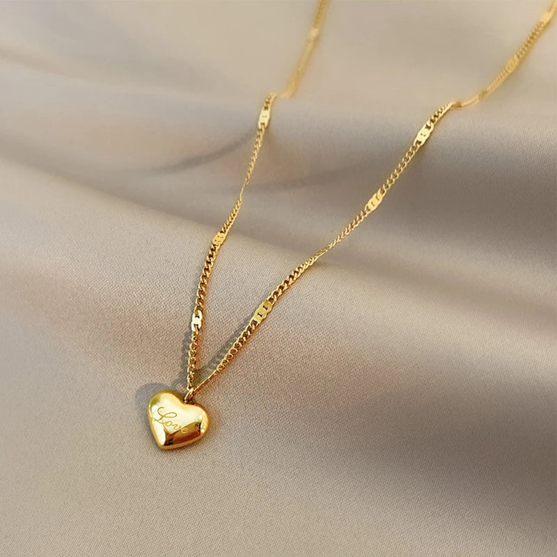 XIYANIKE 316L Stainless Steel Gold Color Love Heart Necklaces For Women Chokers 2021Trend Fashion Festival Party Gift Jewelry - MyEmpired