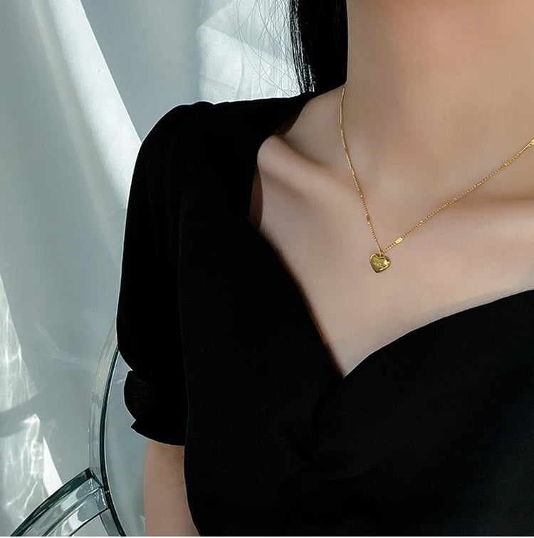 XIYANIKE 316L Stainless Steel Gold Color Love Heart Necklaces For Women Chokers 2021Trend Fashion Festival Party Gift Jewelry - MyEmpired