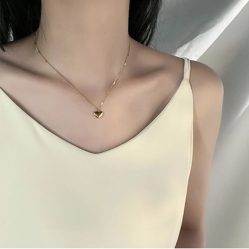 XIYANIKE 316L Stainless Steel Gold Color Love Heart Necklaces For Women Chokers 2021Trend Fashion Festival Party Gift Jewelry - MyEmpired