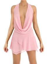 CHRONSTYLE Women Sexy Slim Fit Low Cut Mini Dress Y2K Backless Halter Deep V Neck Mesh Short Dress Elegant Evening Vestidos 2023 - MyEmpired