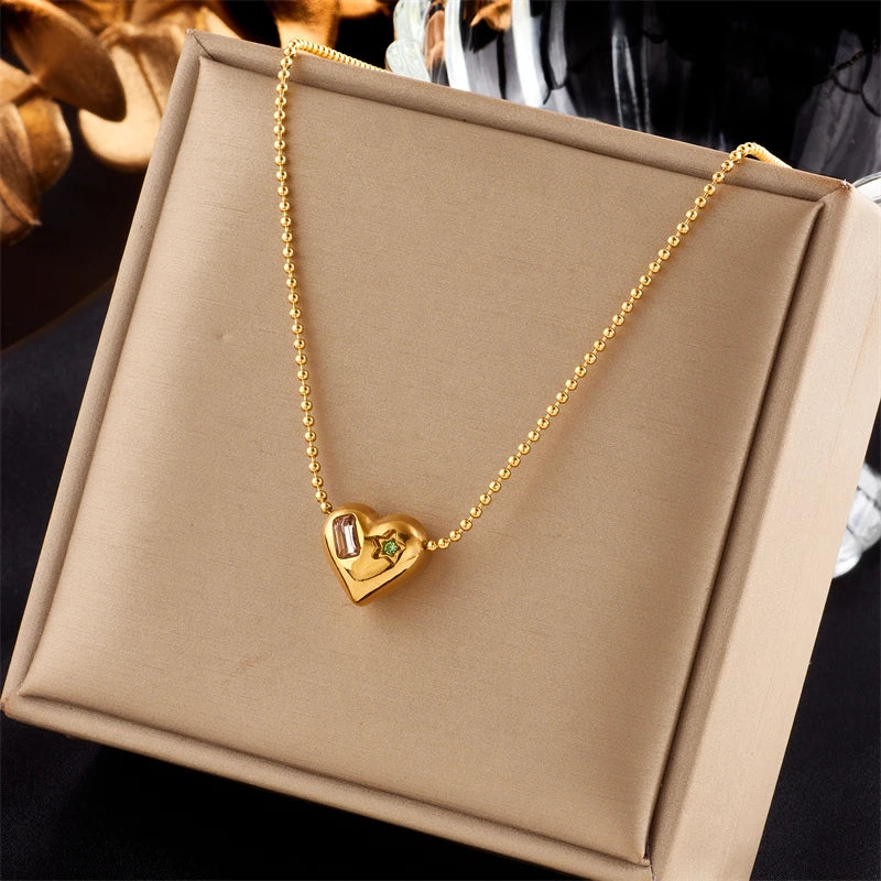 XIYANIKE 316L Stainless Steel Gold Color Love Heart Necklaces For Women Chokers 2021Trend Fashion Festival Party Gift Jewelry - MyEmpired