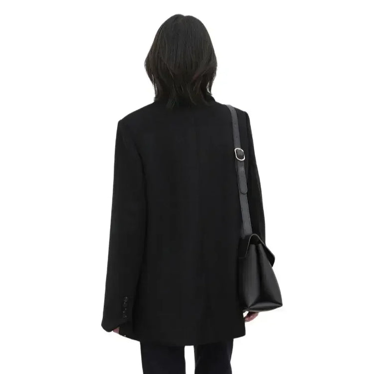 CHIC VEN Autumn Winter Korean Women Woolen Blazer Cotton Lining Thick Warm Jacket Solid Color Coat Female Woman Office Lady Tops - MyEmpired