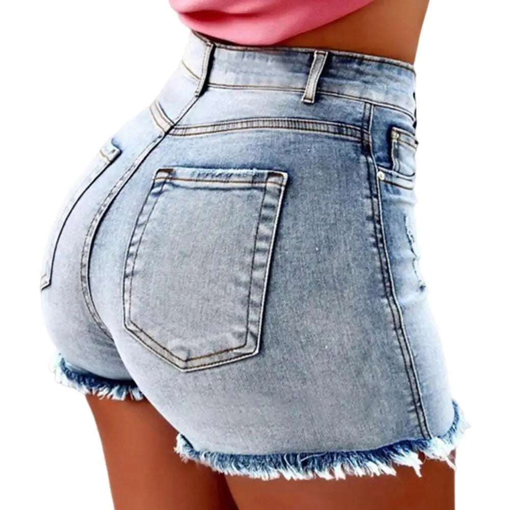 Summer Women Slim Shorts Trousers Fashion Ladies Jeans Broken Denim Shorts Ripped Jeans High Waisted Hotpant Slim Fit - MyEmpired