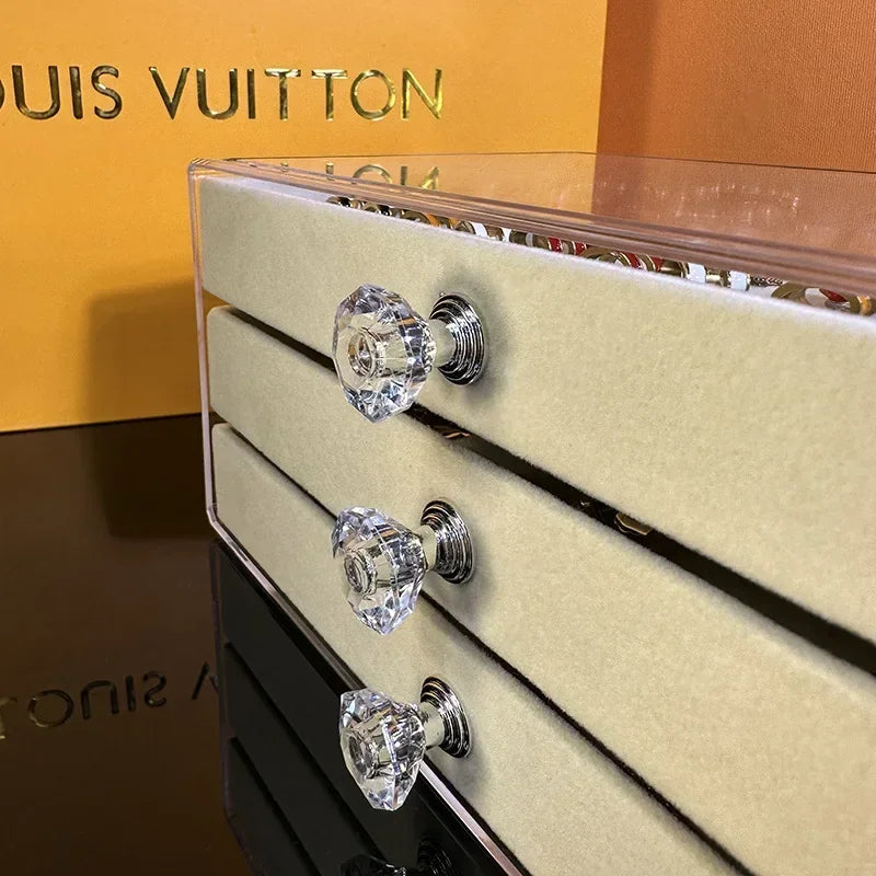 Acrylic Velvet Jewelry Organizer with 3 Drawers - MyEmpired