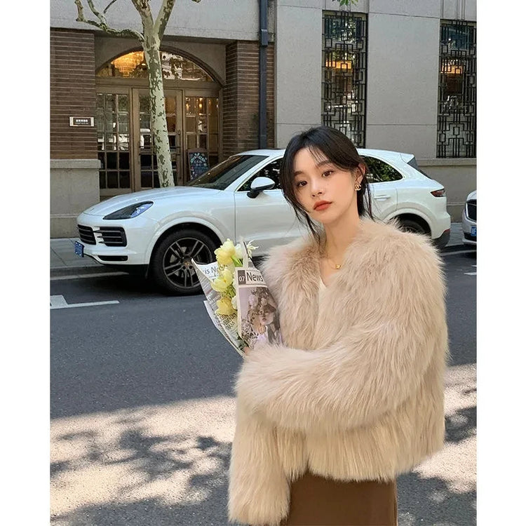 Faux Fur Coat Womens Clothing 2024 New Fashion Casual Imitation Fox Fur Coat Female Short Loose Comfortable Winter Jacket - MyEmpired