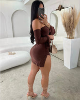 Women Strapless Backless Mini Dress For Women Black Off-shoulder Long Sleeve Bodycon Club Party Dress Clothes - MyEmpired