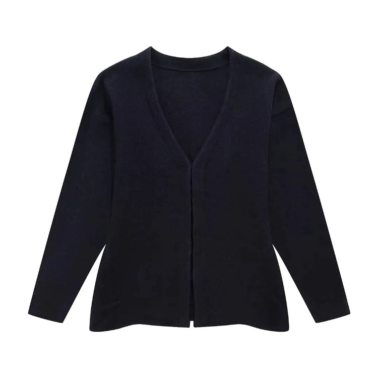 TRAFZA 2024 Spring Summer Sexy Solid Knitted Women Suits Fashion Nightclub V Neck Single Breasted Shirts+Chic Mini Pencil Skirts - MyEmpired
