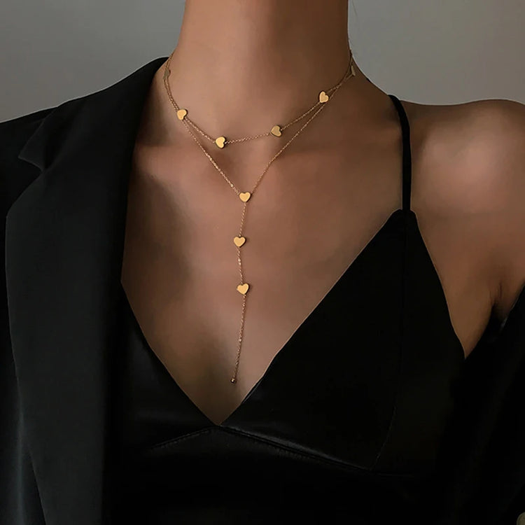 XIYANIKE 316L Stainless Steel Gold Color Love Heart Necklaces For Women Chokers 2021Trend Fashion Festival Party Gift Jewelry - MyEmpired