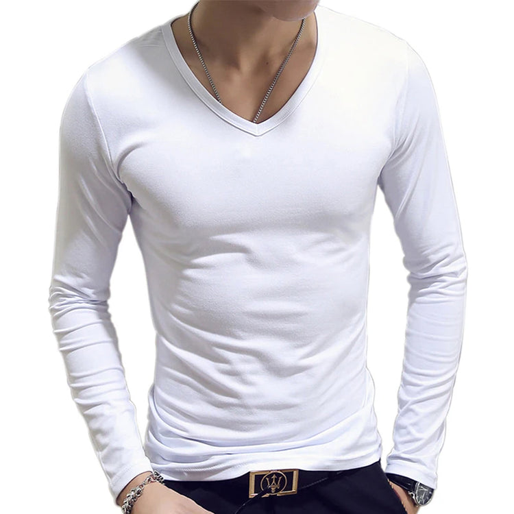 Turtleneck For Men Solid Color Slim Elastic Thin Pullover Spring Autumn Underwear Turtleneck Men Knitting Blouse Base Tshirt Top - MyEmpired