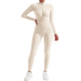 Bodycon Slim Jumpsuit For Women‘s Clothing Zipper Casual Brown Fitness Rompers Autumn 2024 Playsuit Activity Streetwear Overall - MyEmpired