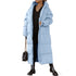 Hooded Solid Color Long Cotton Coat Fashion Casual Zipper Long Sleeve Women&