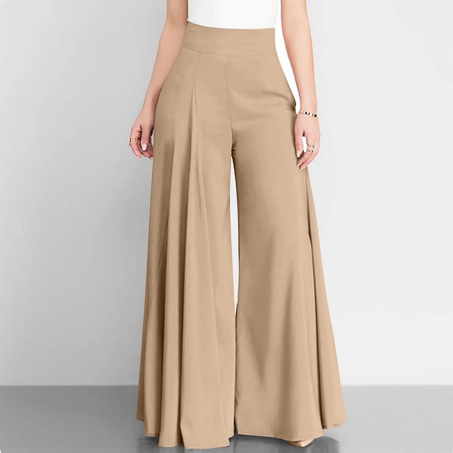 Spring Autumn Fashion Women High Waist Wide Leg Pants Female Elegant Flare Trousers Casual Solid Holiday Loose Long Pant New - MyEmpired