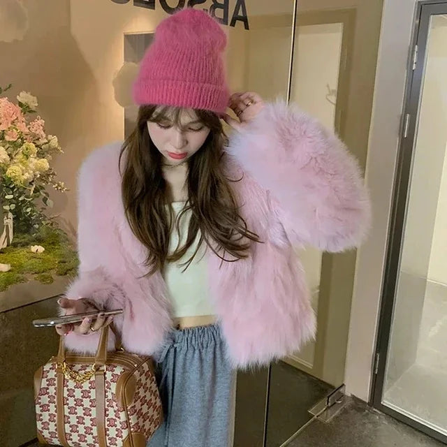 Faux Fur Coat Womens Clothing 2024 New Fashion Casual Imitation Fox Fur Coat Female Short Loose Comfortable Winter Jacket - MyEmpired