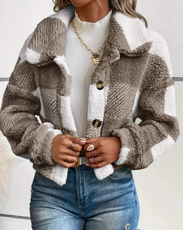 Fall Clothes 2024 Women Winter Sale Plaid Pattern Turn-Down Collar Button Coat Women Clothing - MyEmpired