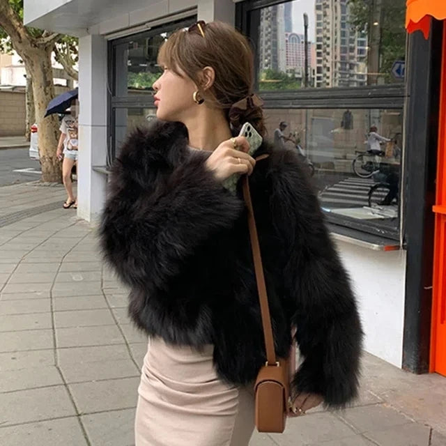 Faux Fur Coat Womens Clothing 2024 New Fashion Casual Imitation Fox Fur Coat Female Short Loose Comfortable Winter Jacket - MyEmpired