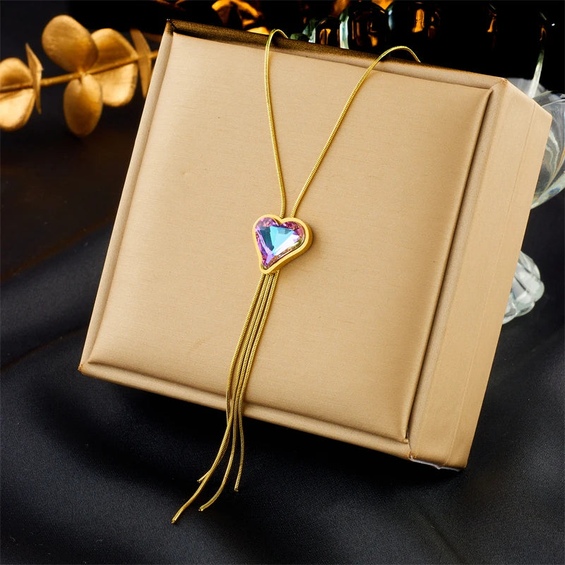 XIYANIKE 316L Stainless Steel Gold Color Love Heart Necklaces For Women Chokers 2021Trend Fashion Festival Party Gift Jewelry - MyEmpired