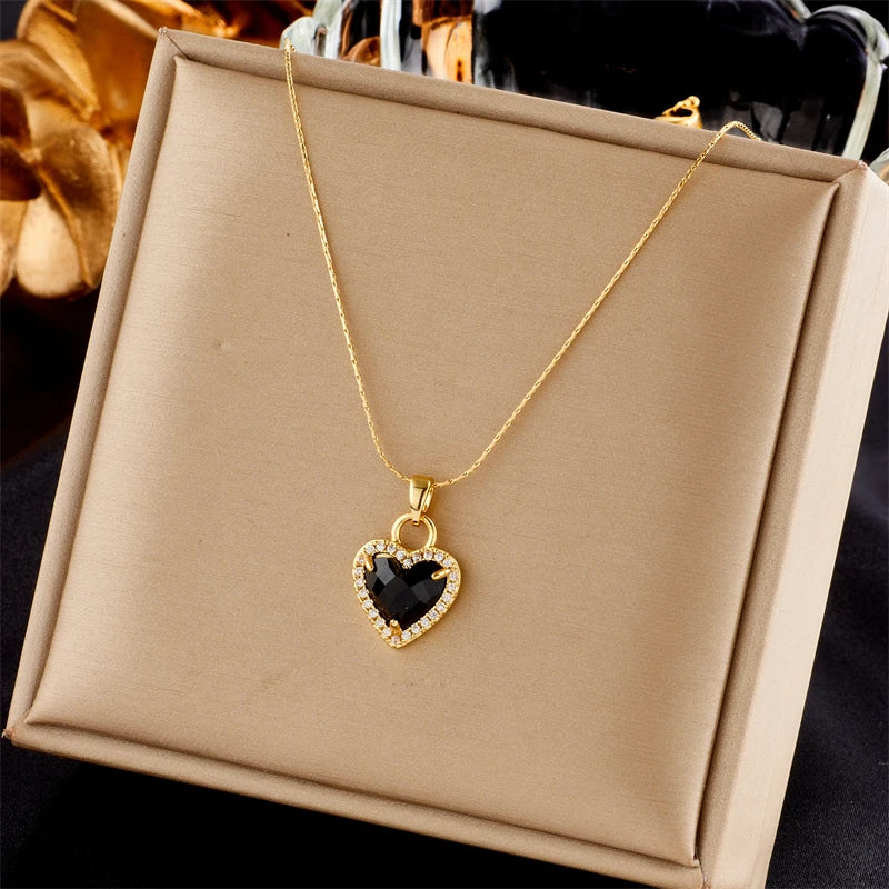 XIYANIKE 316L Stainless Steel Gold Color Love Heart Necklaces For Women Chokers 2021Trend Fashion Festival Party Gift Jewelry - MyEmpired