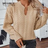 MIEGOFCE Solid Color Twisted Pullover - MyEmpired