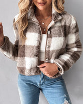 New Independent Design Retro Versatile Long Sleeved Single Breasted Spring And Autumn Maillard Color Checkered Plush Short Jacke - MyEmpired