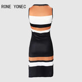 2023 Women Casual Tank Striped Pattern Sleeveless Mini Bodycon Sexy Casual Dress - MyEmpired