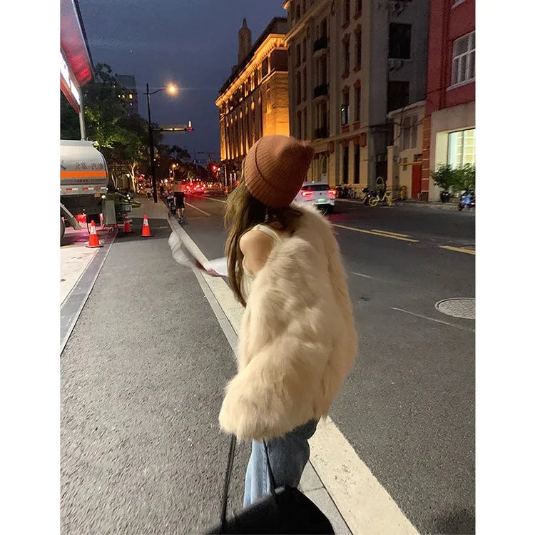 Faux Fur Coat Womens Clothing 2024 New Fashion Casual Imitation Fox Fur Coat Female Short Loose Comfortable Winter Jacket - MyEmpired