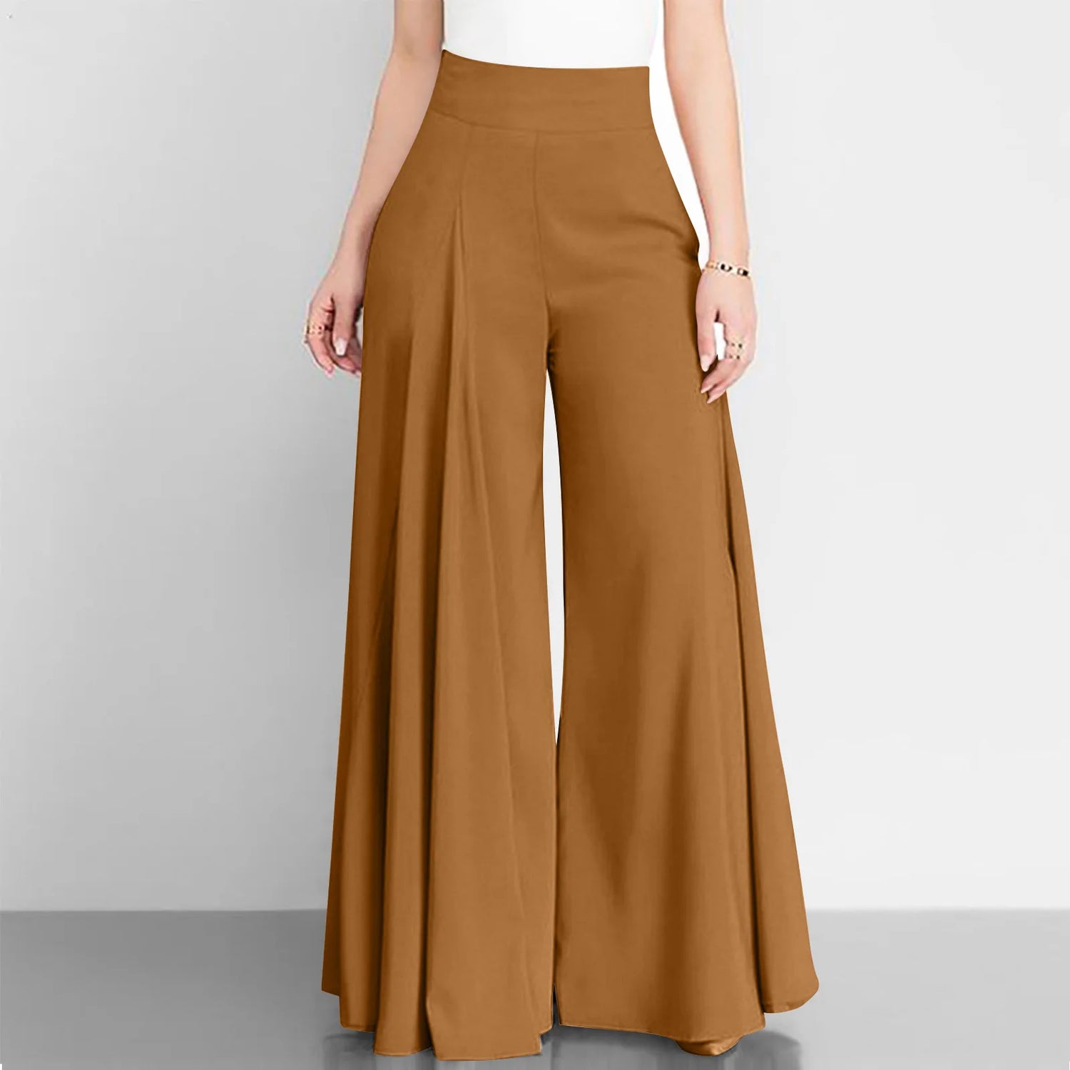 Spring Autumn Fashion Women High Waist Wide Leg Pants Female Elegant Flare Trousers Casual Solid Holiday Loose Long Pant New - MyEmpired