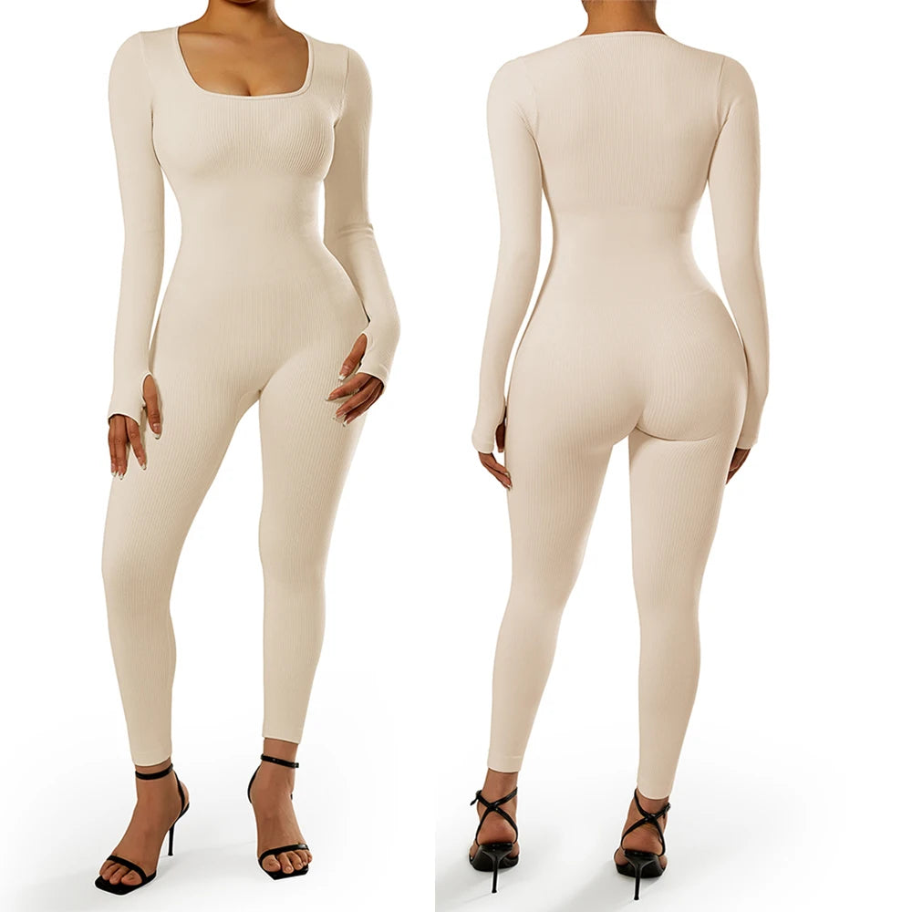 Bodycon Slim Jumpsuit For Women‘s Clothing Zipper Casual Brown Fitness Rompers Autumn 2024 Playsuit Activity Streetwear Overall - MyEmpired