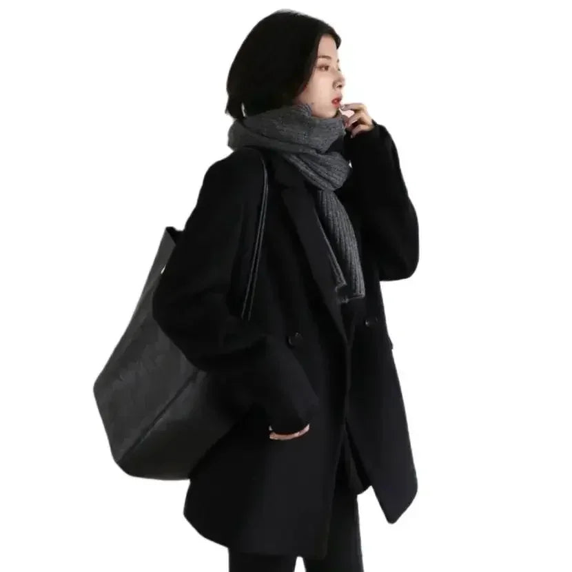 CHIC VEN Autumn Winter Korean Women Woolen Blazer Cotton Lining Thick Warm Jacket Solid Color Coat Female Woman Office Lady Tops - MyEmpired