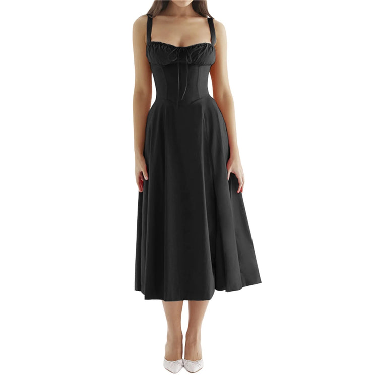 Women y2k Square Neck Lace Trim Boho Long Maxi Dress Floral Sleeveless Low Cut Split Side Bodycon Corset Sundress Streetwear - MyEmpired