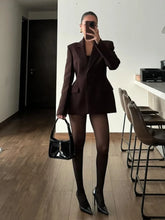 Woman Elegant Solid Cinch Waist Fitted Blazer Chic Lapel V Neck Long Sleeved Buttons Jackets Fashion Female High Streetwear 2025 - MyEmpired