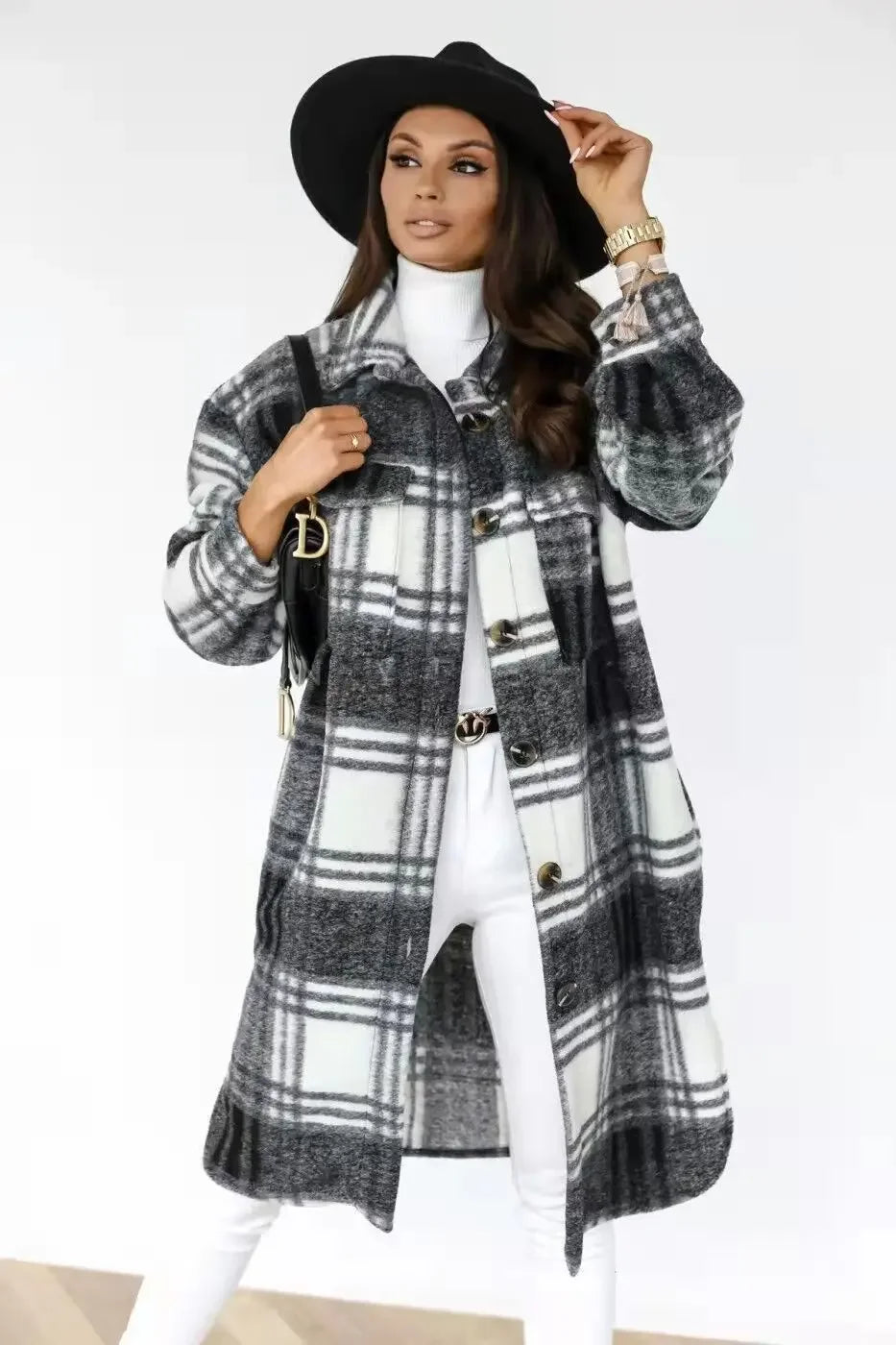 Medium and Long Woolen Coat Jackets Spring and Autumn Shirt Wool Coats Women&