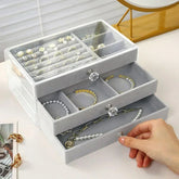 Acrylic Velvet Jewelry Organizer with 3 Drawers - MyEmpired