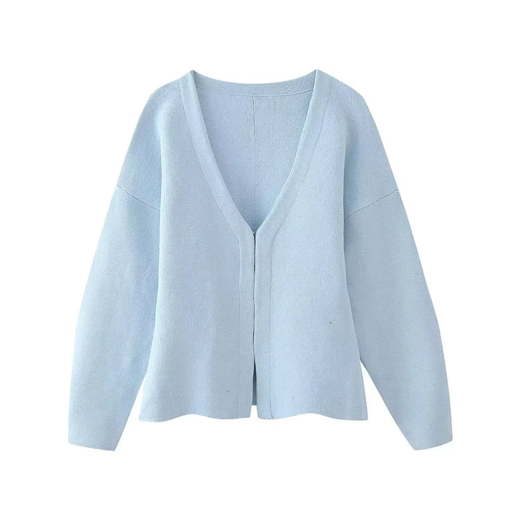 TRAFZA 2024 Spring Summer Sexy Solid Knitted Women Suits Fashion Nightclub V Neck Single Breasted Shirts+Chic Mini Pencil Skirts - MyEmpired