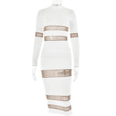 Long Sleeve Stretchy Maternity Dresses Mesh Knitted Baby Shower Dress Pregnancy Photography Dress - MyEmpired