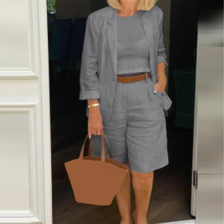 Cotton Linen Temperament Blazer Shorts Women&