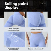 Yoga Basic 2pcs Seamless High Stretch Yoga Set Tracksuit Gym Set Crisscross Back Cami Hip-hugging Tummy Control Leggings - MyEmpired