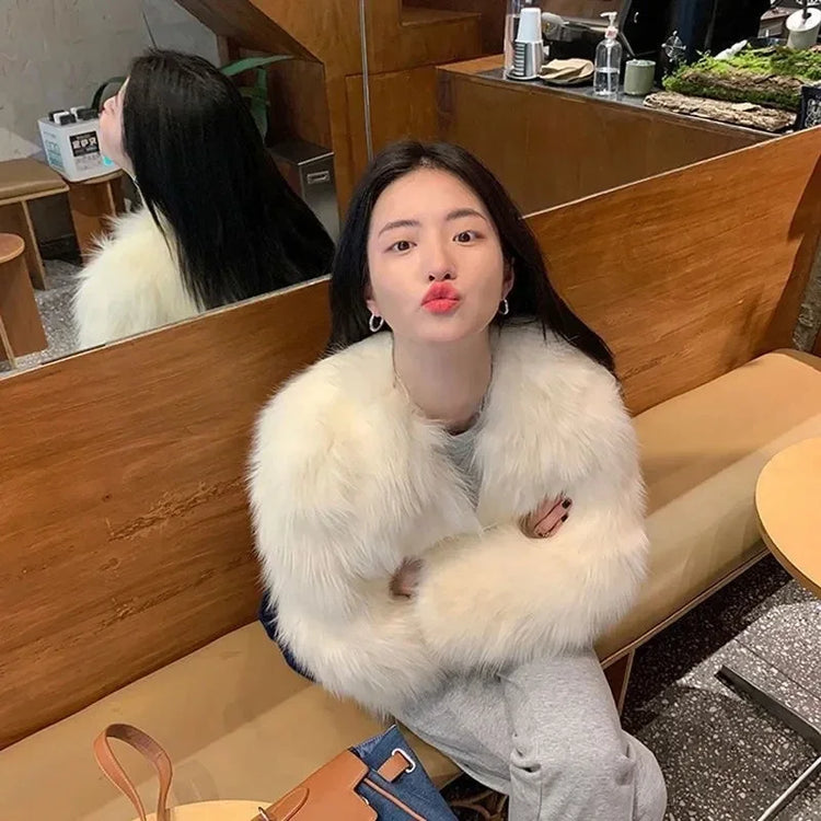 Faux Fur Coat Womens Clothing 2024 New Fashion Casual Imitation Fox Fur Coat Female Short Loose Comfortable Winter Jacket - MyEmpired