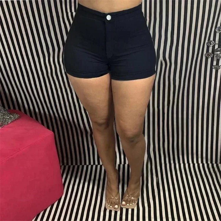 Women Sexy Skinny High Stretch Thin Shorts 2023 Female Summer Shorts Fashion Slim Fit Hip Short Jeans S-3XL Casual Bottoms Pop - MyEmpired