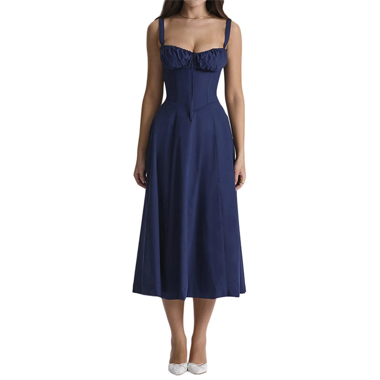 Women y2k Square Neck Lace Trim Boho Long Maxi Dress Floral Sleeveless Low Cut Split Side Bodycon Corset Sundress Streetwear - MyEmpired