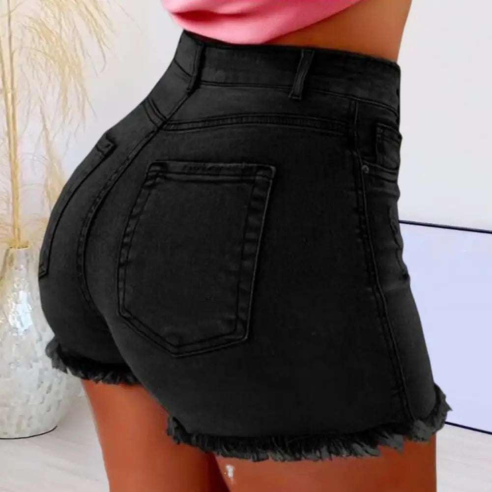 Summer Women Slim Shorts Trousers Fashion Ladies Jeans Broken Denim Shorts Ripped Jeans High Waisted Hotpant Slim Fit - MyEmpired