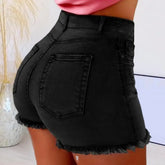Summer Women Slim Shorts Trousers Fashion Ladies Jeans Broken Denim Shorts Ripped Jeans High Waisted Hotpant Slim Fit - MyEmpired