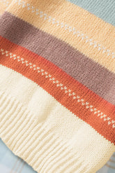 Crew Neck Drop-shoulder Striped Color Block Sweater - MyEmpired