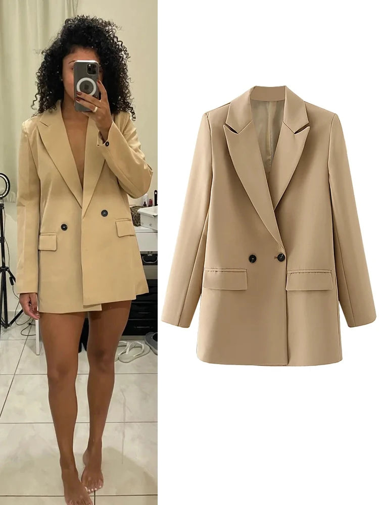 TRAF Blazer Woman Black Beige Khaki Blue Green Gray Women coat Fashion Office Wear Women&