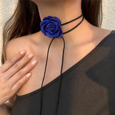 Romantic Gothic Big Rose Flower Clavicle Chain Necklace for Women Ladies Korean Fashion Adjustable Rope Choker Y2K Accessories - MyEmpired