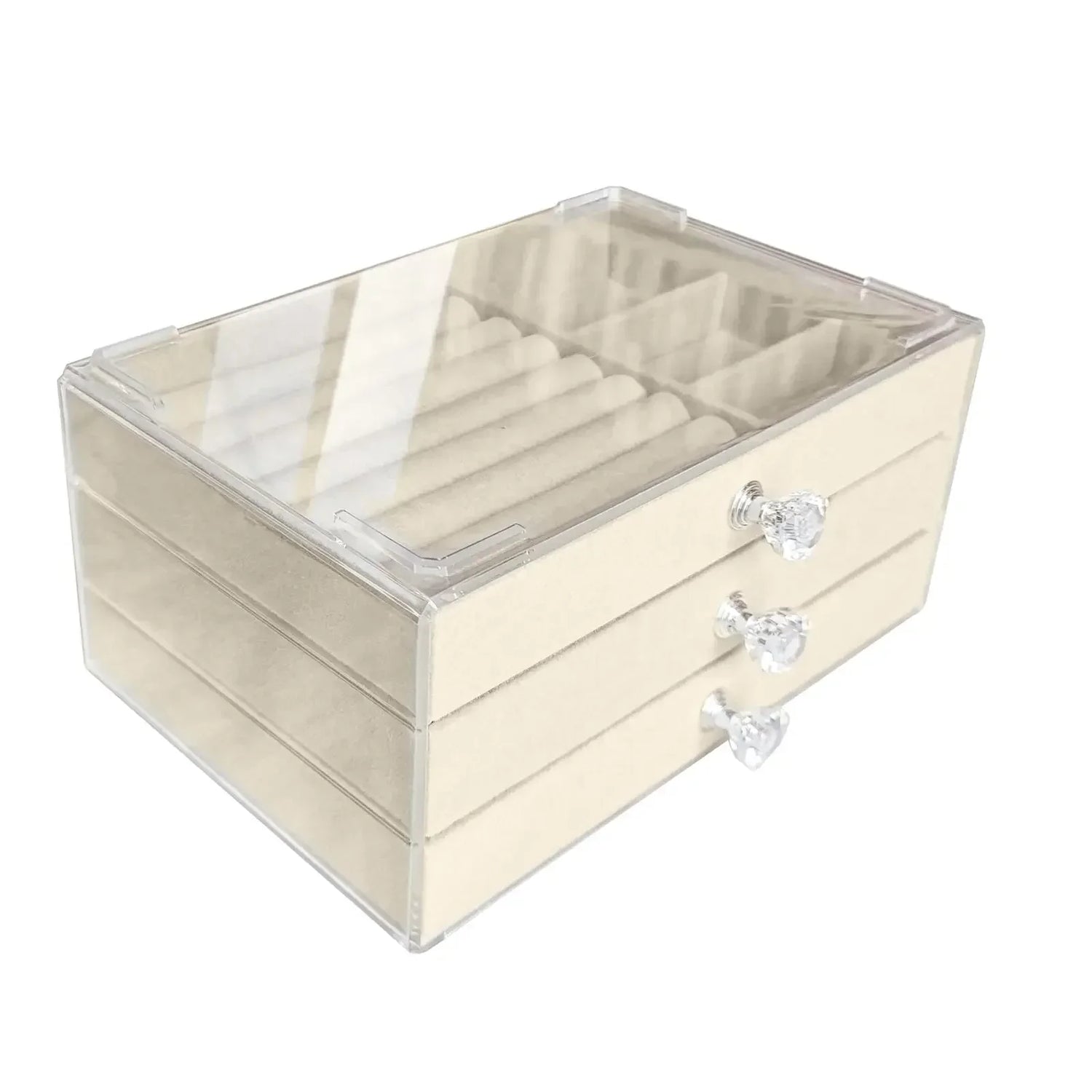 Acrylic Velvet Jewelry Organizer with 3 Drawers - MyEmpired