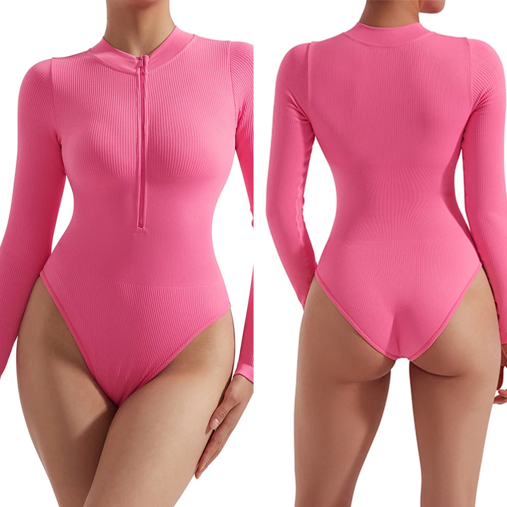 Bodycon Slim Jumpsuit For Women‘s Clothing Zipper Casual Brown Fitness Rompers Autumn 2024 Playsuit Activity Streetwear Overall - MyEmpired