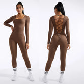 Bodycon Slim Jumpsuit For Women‘s Clothing Zipper Casual Brown Fitness Rompers Autumn 2024 Playsuit Activity Streetwear Overall - MyEmpired
