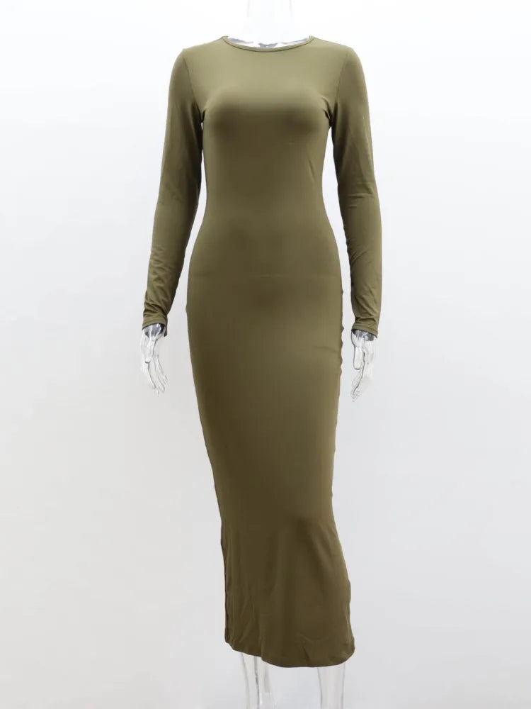 Classic Black Dress Round Neck Long-sleeved - MyEmpired